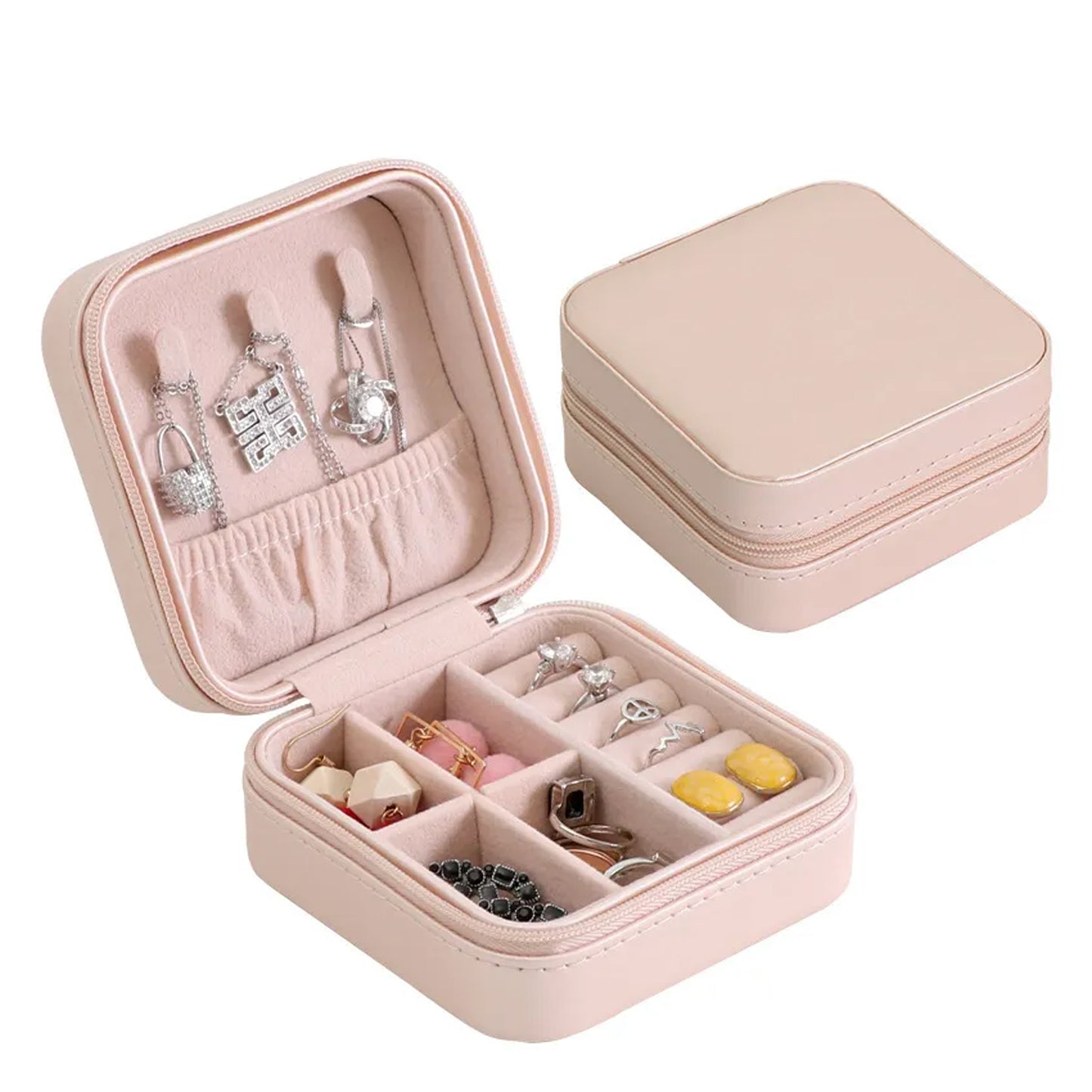 Jewelry Box For Women Mini Portable Jewelry Box Organizer PU Leather Jewelry Display Holder Small Travel Jewelry Box For Girls Women Mother Daughter Travel Ring Pendant Earring Necklace Storage Case