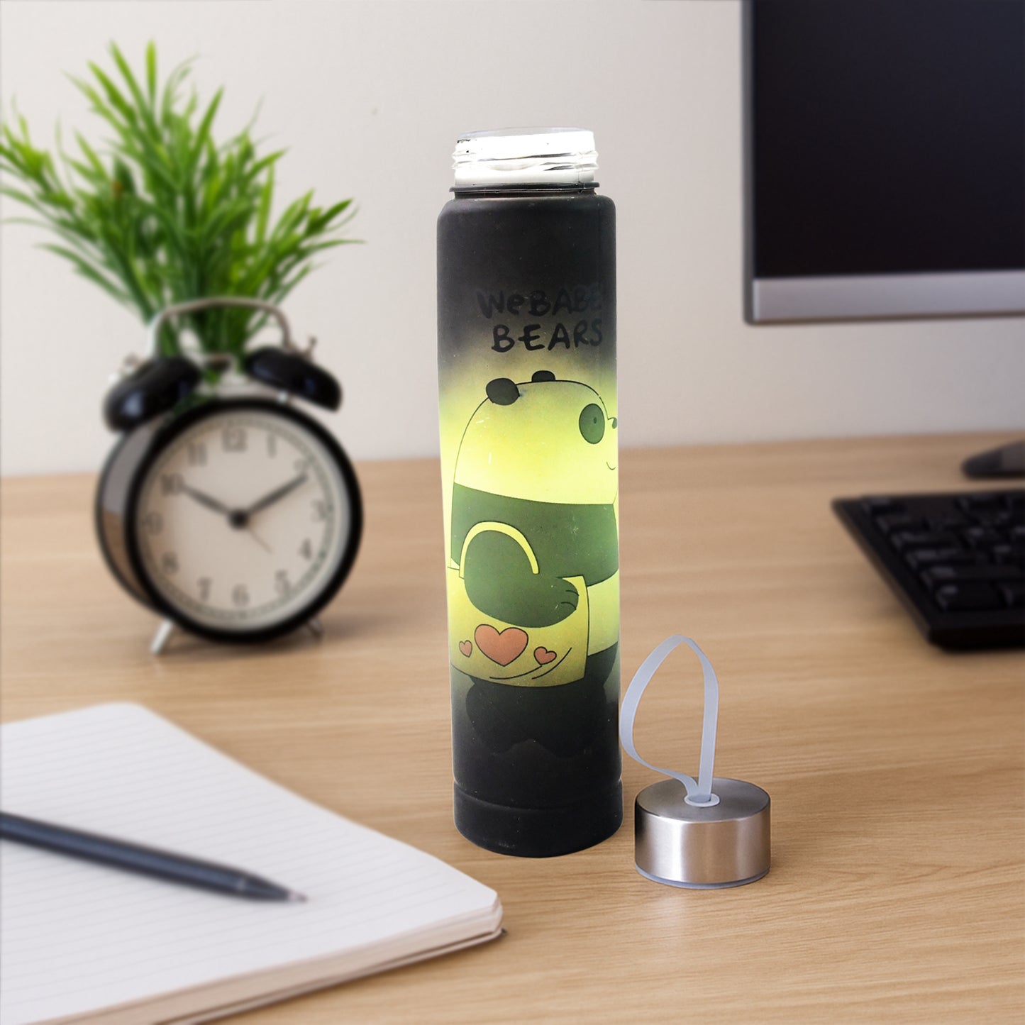 Cute Cartoon Printed Plastic Water Bottle (300 Ml  1 Pc)