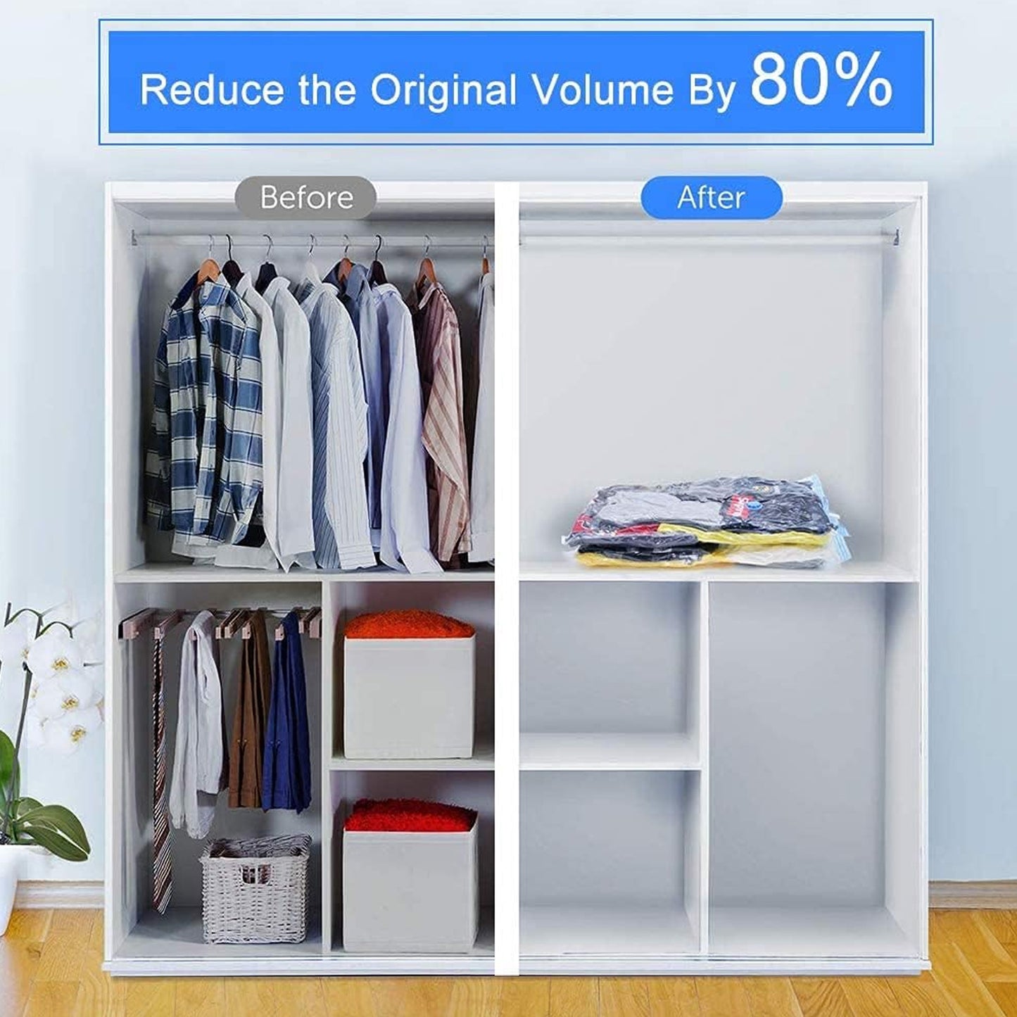 Vacuum Storage Bags With Suction Pump  Shirt Clips - Vacuum Bags - Big Capacity Vacuum Seal Bags For Travel Clothes Blankets Pillows Compression Bags Space Saver Vacuum Storage Bags