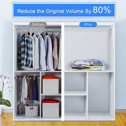 Vacuum Storage Bags With Suction Pump  Shirt Clips - Vacuum Bags - Big Capacity Vacuum Seal Bags For Travel Clothes Blankets Pillows Compression Bags Space Saver Vacuum Storage Bags