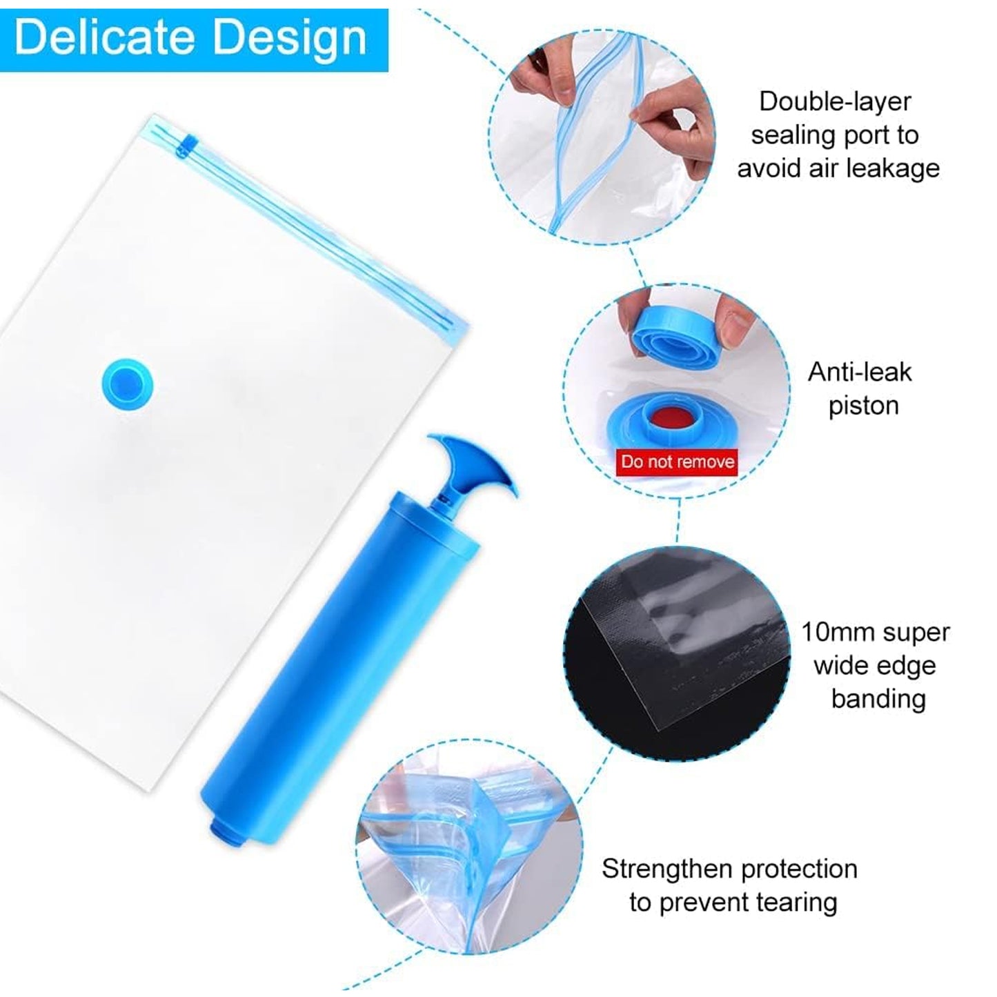 Vacuum Storage Bags With Suction Pump  Shirt Clips - Vacuum Bags - Big Capacity Vacuum Seal Bags For Travel Clothes Blankets Pillows Compression Bags Space Saver Vacuum Storage Bags