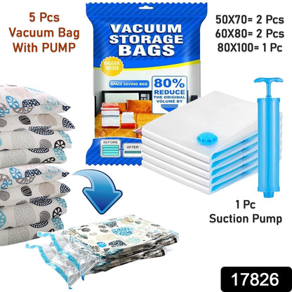 Vacuum Storage Bags With Suction Pump  Shirt Clips - Vacuum Bags - Big Capacity Vacuum Seal Bags For Travel Clothes Blankets Pillows Compression Bags Space Saver Vacuum Storage Bags