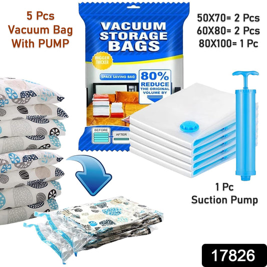 Vacuum Storage Bags With Suction Pump  Shirt Clips - Vacuum Bags - Big Capacity Vacuum Seal Bags For Travel Clothes Blankets Pillows Compression Bags Space Saver Vacuum Storage Bags