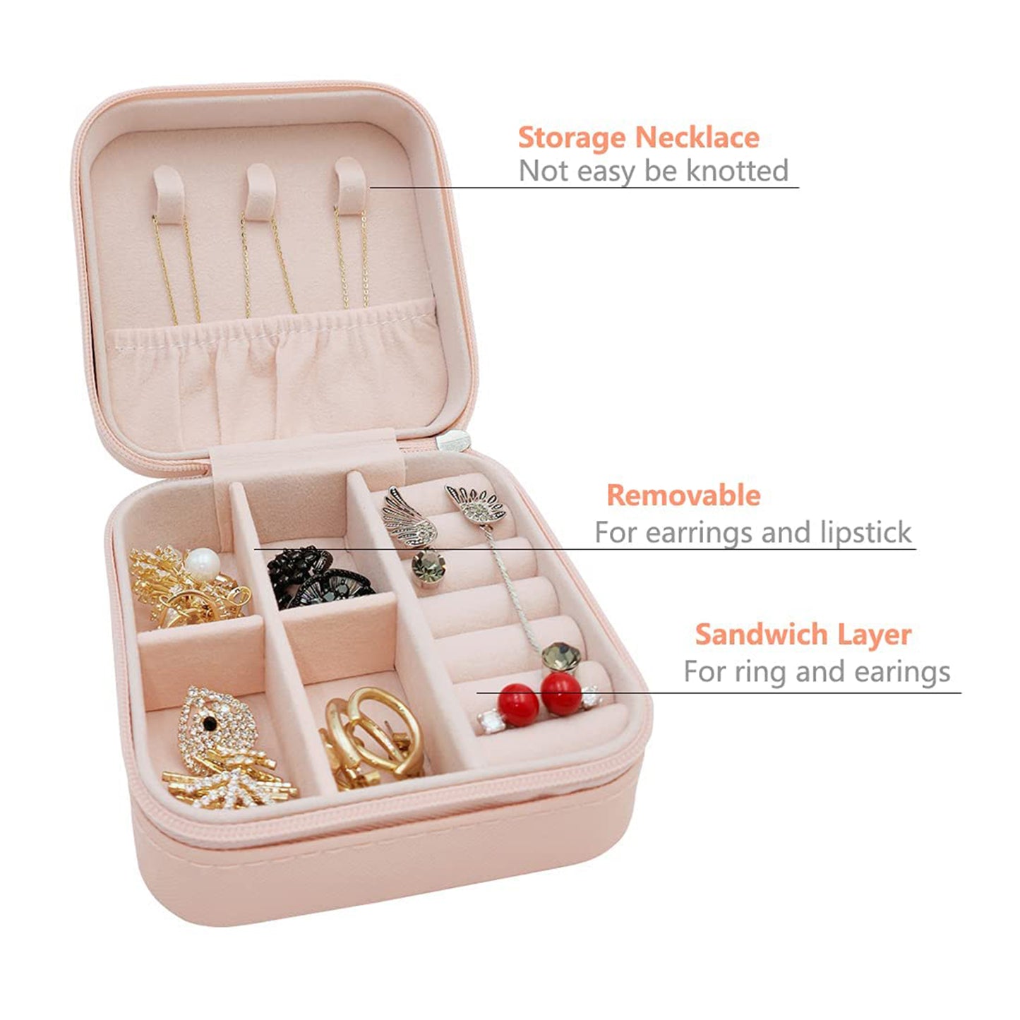 Jewelry Box For Women Mini Portable Jewelry Box Organizer PU Leather Jewelry Display Holder Small Travel Jewelry Box For Girls Women Mother Daughter Travel Ring Pendant Earring Necklace Storage Case